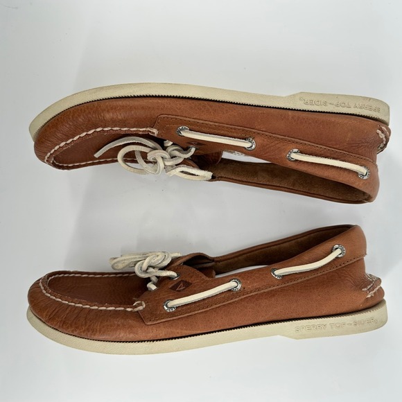 Sperry Top Sider Men's Brown Leather Boat Shoes Size 9  Lace Up Preppy Sailing - Picture 4 of 5